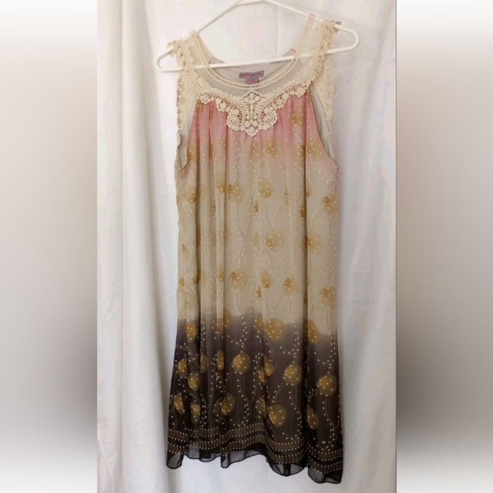Ultra Pink Women's Size Small Midi Dress with Pink/Gold Accents